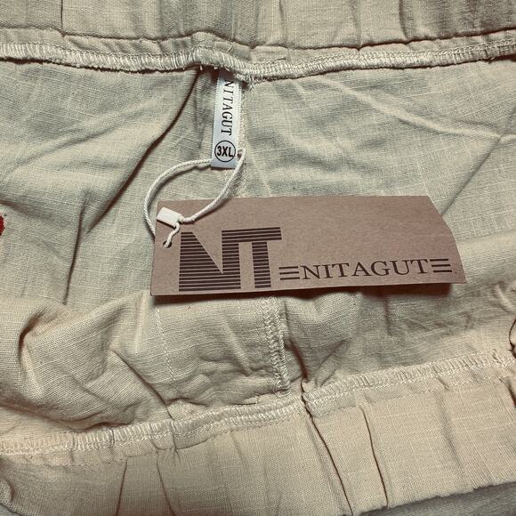 Nitagut Linen‎ Blend Shorts Womens sz 3XL Yellow Stretch Drawstring Airy NWT - Picture 3 of 10